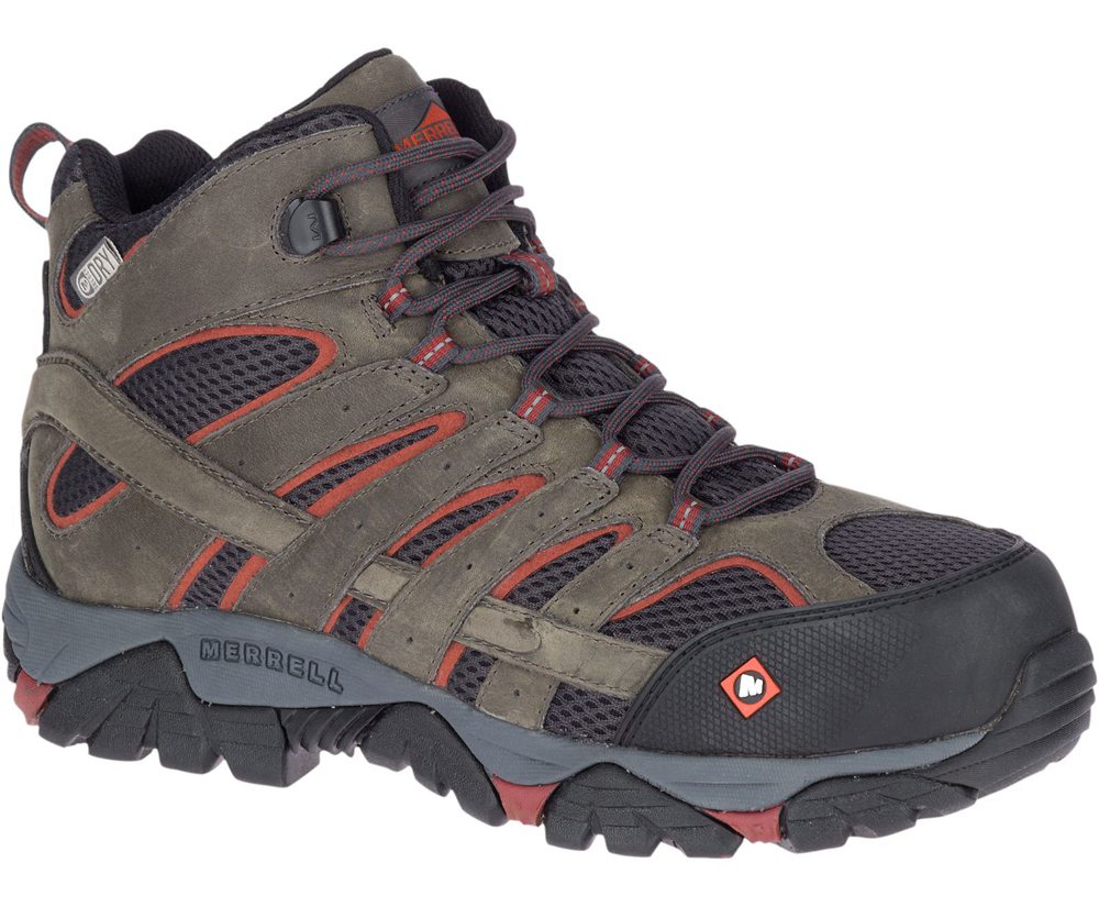 Kozaki Merrell Męskie Brązowe - Moab Vertex Mid Waterproof Comp Toe - 619428-ZAY